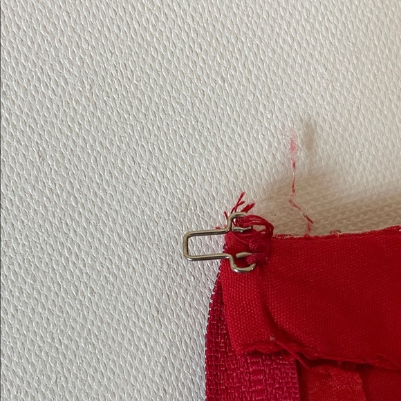 Vintage Red Two-Piece Set Beaded Embroidered Top & Ruffle Pants - Picture 3 of 16